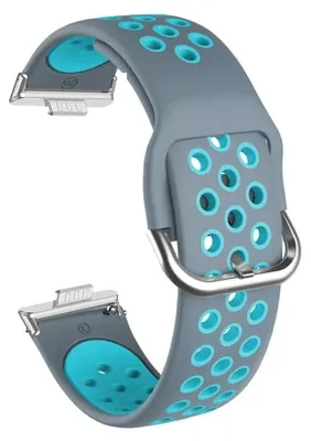 Image de Bracelet en silicone pour montre connectée - Bracelet de sport - Compatible avec Watch Fit 5/5 Pro - 20 cm - Fermeture à boucle - Gris-bleu