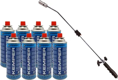 Image de Desherbeur thermique piezo Chalumeau gaz + 8 Recharges gaz KEMPER
