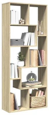 Image de Bibliothèque moderne avec 8 compartiments en chêne Sonoma