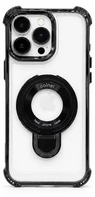 Produktbild von MagSafe Handyhülle für iPhone 11 Pro Transparent Schwarz – Case mit 360° drehbarem Ring-Ständer, stoßfeste Schutzhülle mit Kameraschutz