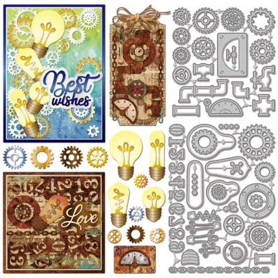 Productafbeelding van Stansjablonen met Waterpijp en Tandwielmotief voor Scrapbooking en Kaartenmaken