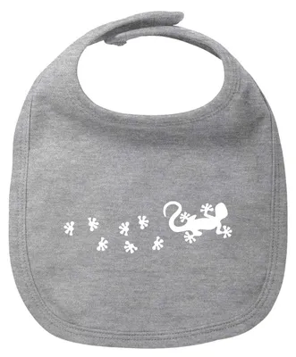 Produktbild von Huuraa Baby Lätzchen Gecko Tapsen Heather Grey Klettverschluss Baumwolle Latz Geschenkidee