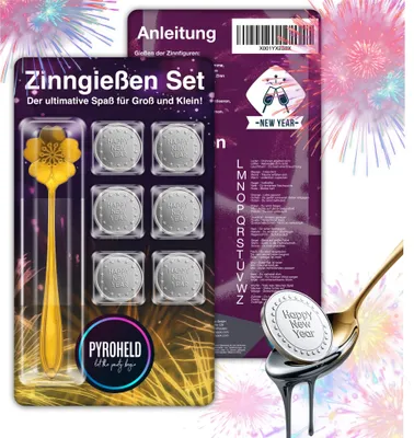 Produktbild von 7-teiliges Zinngießen - Set: Feuerwerk Spiele für Silvester 2025