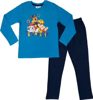 Produktbild von Paw Patrol Schlafanzug für Jungen - Chase Kinder Pyjama Set Langarm Oberteil mit Hose Blau/Schwarz 110-116