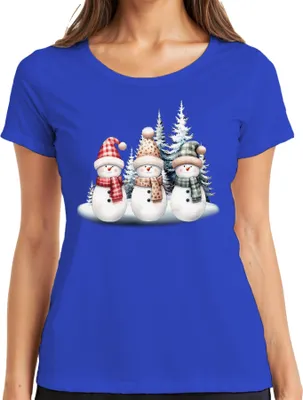 Produktbild von Schneemänner - Weihnachten Weihnachtsgeschenk Christmas Damen T-Shirt, Blau, L