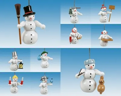 Produktbild von Baumbehang Schneemann 10tlg. Höhe 6,5cm NEU