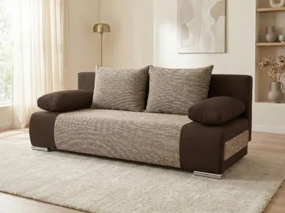 Produktbild von Schlafsofa Naki - Sofa mit Schlaffunktion und Bettkasten, Bettsofa, Couch (Braun + Beige (Alova 68 + Berlin 03))