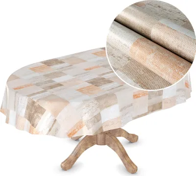Produktbild von Tischdecke Wachstuch MIMOSA Ornamente Beige Robust Wasserabweisend Oval Breite 140 cm Länge 180 cm