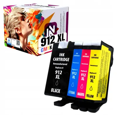Produktbild von Inkdigo Tintenset 912XL für HP OfficeJet Pro 8010, 8012, 8012e, 8013 – CMYK, 61,5 ml,