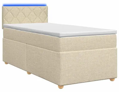Productafbeelding van Boxspringbed met matras en hoofdeinde, kleur crème, afmetingen 80 x 200 cm, bekleding: stof