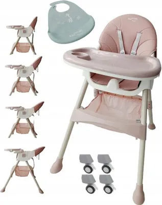 Image de BDW, Chaise bébé 4en1, Chaise haute bébé à partir de 6 mois, Chaise enfant repose-pieds, Rose