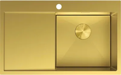 Produktbild von Mexen Exar Edelstahlspüle 1-Becken mit Abtropffläche rechts 780 x 480 mm, gold - 6434781010P-55