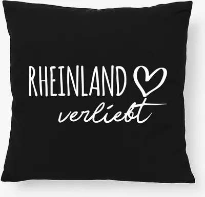 Produktbild von Huuraa Kissen Rheinland verliebt 40x40cm mit Füllung Black Baumwolle Dekokissen Geschenkidee