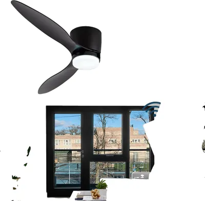 Produktbild von Moderner Deckenventilator, Fernbedienung, dimmbares LED-Licht, Schwarz mit Licht, 52 Zoll (132 cm)