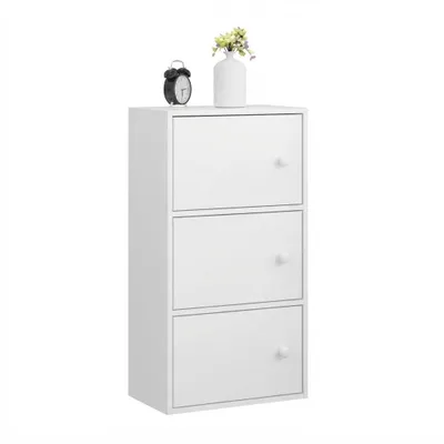 Zdjęcie produktu dla Nowoczesna Pojemna Komoda Szafka Duża Biała Skandynawski Loft Retro 3 Półki
