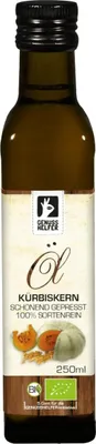 Produktbild von Kürbiskernöl , kaltgepresst, aus gerösteten Kürbiskernen gepresst, für Salatdressings und Dips, 250ml