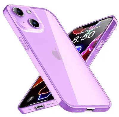 Immagine prodotto di Custodia al neon per iPhone 14, custodia traslucida colorata e luminosa per telefoni cellulari Custodia protettiva viola