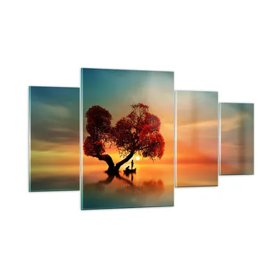 Produktbild von Bilder auf glas - See Natur Nacht - 160x90cm - Glasbilder - Wandbilder - Kunstdruck - zum Aufhängen bereit - Wanddekoration aus Glas - Glas Bilder - Wandbild auf Glas - 4 Teile - GDL160x90-3458