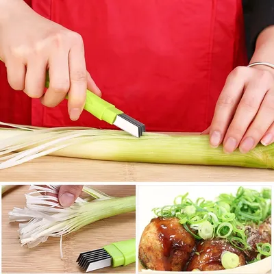 Image de Coupe-légumes, coupe-oignons, couteau de cuisine, plastique, vert