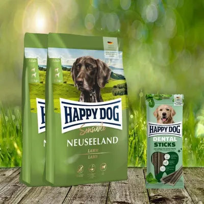 Produktbild von Happy Dog Supreme Sensible Neuseeland 2 x 12,5 kg + Happy Dog Dental Sticks *geschenkt*