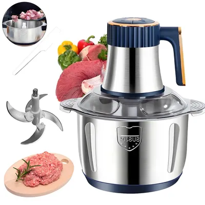 Produktbild von Elektrischer Zerkleinerer 5L Edelstahl, Fleischwolf & Multizerkleinerer, 5 Stufen, 4 Klingen, für Fleisch, Gemüse, Teig, leistungsstark