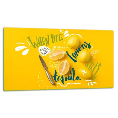 Produktbild von Glasschneidebrett Herdabdeckplatte Glaskeramikkochfeld Universal 52x30 cm Obst Zitrone