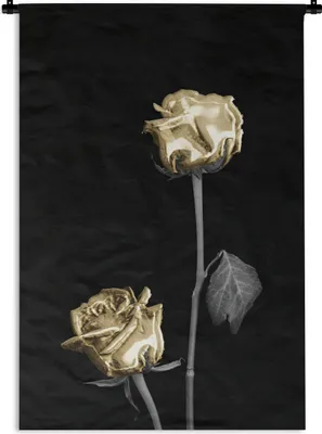 Produktbild von MuchoWow® Wandteppich Wandbehang Blume - Weiß - Schwarz 60x90 cm Tapisserie Dekoration Wandtuch - Foto-Teppich - Abwaschbar
