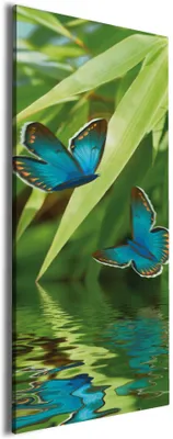 Produktbild von Wallario Premium Leinwandbild Schmetterlinge in Reflektion in Größe 30 x 75 cm