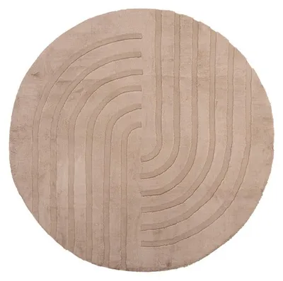 Zdjęcie produktu dla Dywan okrągły z długim włosiem - Carvy Curves Taupe