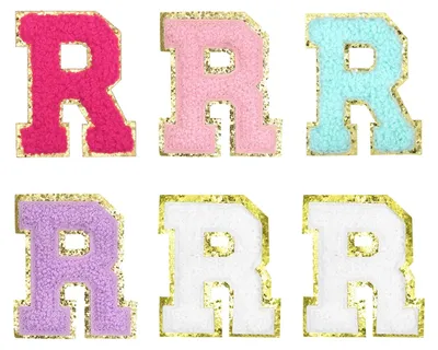 Chenille-Buchstaben-Patch R, 6er-Set, 5,5 x 4 cm, mehrfarbig, zum Aufbügeln