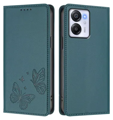 Obrázek produktu pro Kožené pouzdro pro Blackview Color 8 /Oscal Modern 8, motýlí ražbou, peněženkové flip pouzdro se stojánkem Zelená