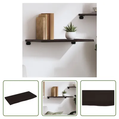 Produktbild von The Living Store Wandregal Dunkelbraun 60x30x2 cm Massivholz Eiche Behandelt