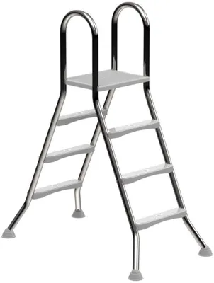 Produktbild von Eichenwald Poolleiter Modell 57 Hochbeckenleiter freistehend Beckenhöhe 1,00m/1,00m 3/3-Stufen