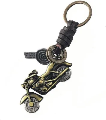 Produktbild von Motorrad-Schlossanhänger Metall Vlecht Leder Vintage Bronze Einheitsgröße - Herren Damen Schlossanhänger Motorrad Retro Sturz