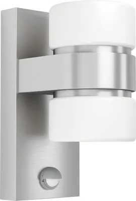 Produktbild von EGLO LED Außen-Wandlampe Atollari, 2 flammige Außenleuchte inkl. Bewegungsmelder, Sensor-Wandleuchte aus Alu, Edelstahl und Kunststoff, IP44