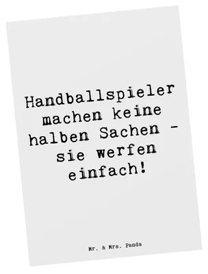 Produktbild von Mr. & Mrs. Panda Postkarte Spruch Handball Wurf - Weiß - Geschenk, Humor, Ansichtskarte, Spieler, Leidenschaft, Sportler, Grußkarte, Teamsport, Fotokarte, Ansichtskarten