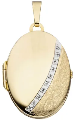 Produktbild von Medaillon Anhänger zum Öffnen 333 Gold Gelbgold rhodiniert teileismatt Damen