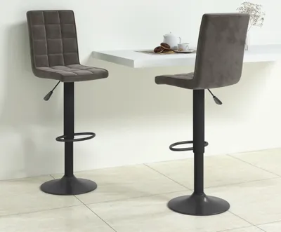 Immagine prodotto di The Living Store Sgabello da bar 2 pezzi. Velluto grigio scuro