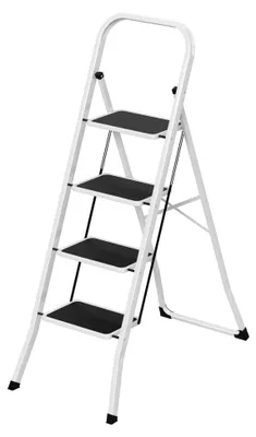 Produktbild von Klapptritt mit 4 Stufen - Haushaltsleiter mit Anti-Rutsch-Pedal, belastbar bis 150 kg