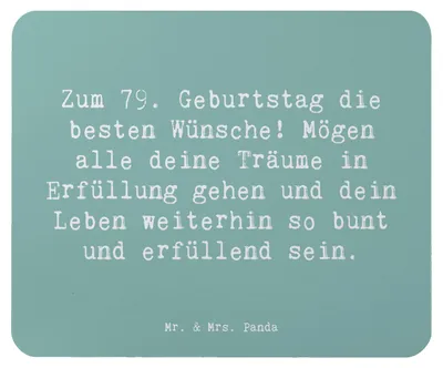 Produktbild von Mr. & Mrs. Panda Mouse Pad Spruch 79. Geburtstag - Meeresbrise - Geschenk, Alter, Jubiläum, herzliche Wünsche, mauspad pc, Mousepad, Geschenkideen, Geburtstagsgeschenk