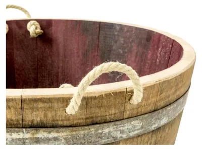 Produktbild von Halbiertes Holzfass aus Eichenholz - als Pflanzkübel oder Miniteich