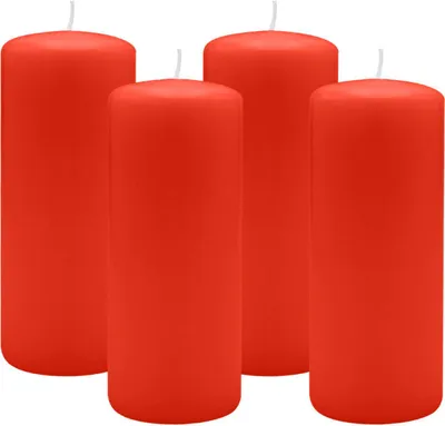 Produktbild von 4er Set Adventskranzkerzen Paprika Hellrot Ø 60 x 120 mm