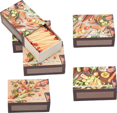 Produktbild von jameitop® 1400 Streichhölzer Gemüse Motive Zündhölzer 6 Schachteln á 240 Zünder Big Pack