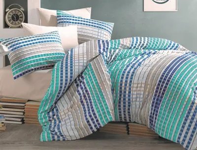 Obrázek produktu pro Povlečení bavlna 140x200, 70x90cm Tema blue, nitěný knoflík