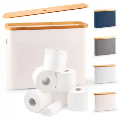 Produktbild von Toilettenpapier Aufbewahrungsbox mit Bambusdeckel für 12 Rollen