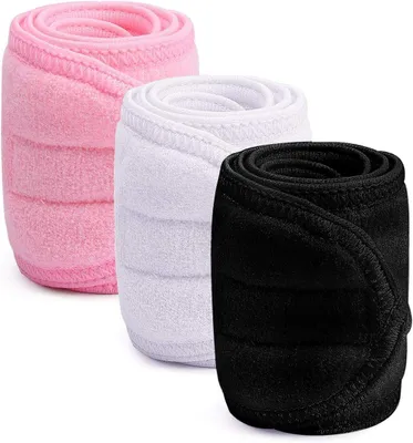 Produktbild von Handtuch-Haarband 3 Stück, Make-up Haarband, für Sport, Yoga, Dusche, Terry mit Klebeband