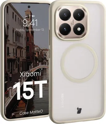 Produktbild von Handyhülle mit Magnetring für Xiaomi 15T, Bizon Case MatteO, Getönt-Beige