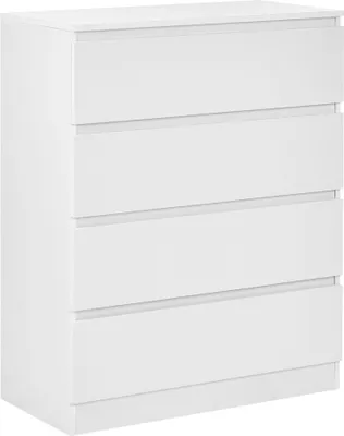 Zdjęcie produktu dla BELIANI Komoda biała szafka z 4 szufladami do salonu przedpokoju bieliźniarka do sypialni 100 x 80 cm styl skandynawski
