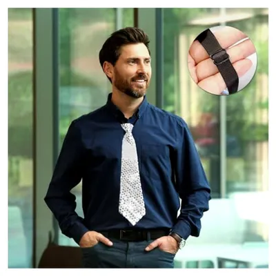 Produktbild von 2 Krawatten und 2 Fliegen, Paillettenfliegen für Herren, elastische Krawattendekorationen