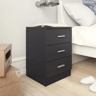 Produktbild von "im Angebot" Nachttisch/Nachtschrank - mit Reichlich Stauraum - Schwarz 38x35x56 cm Holzwerkstoff - Beistellschrank CC20519